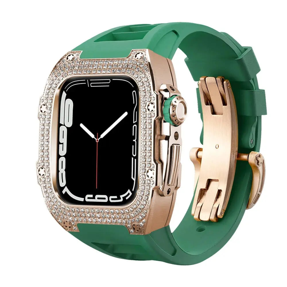 Custodia decorata in titanio e cinturino in silicone per Apple Watch