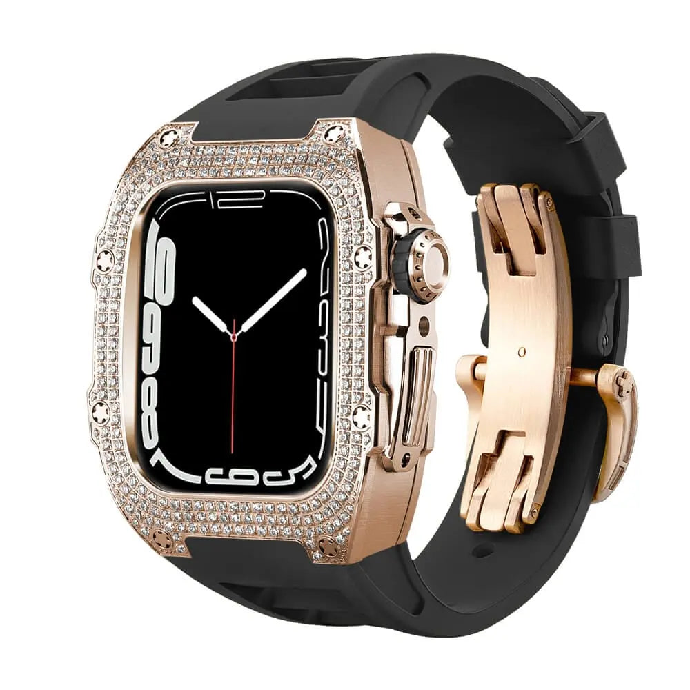 Custodia decorata in titanio e cinturino in silicone per Apple Watch