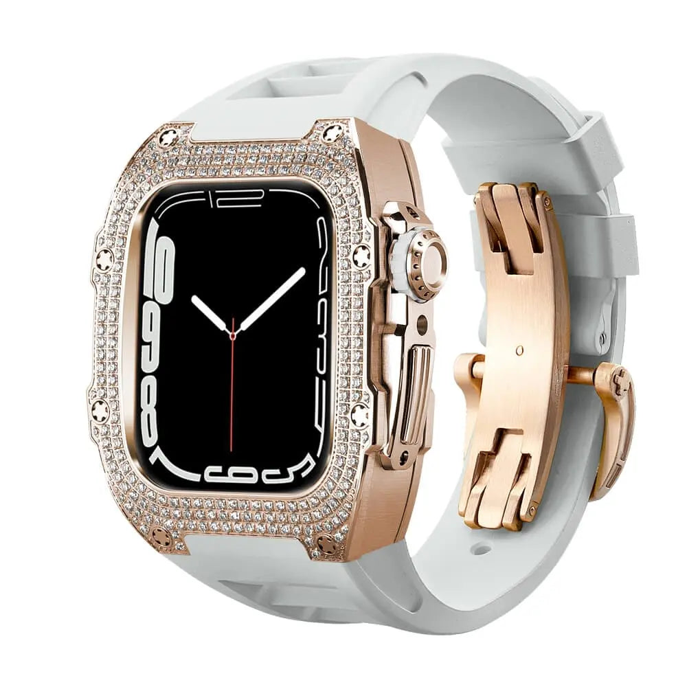 Custodia decorata in titanio e cinturino in silicone per Apple Watch