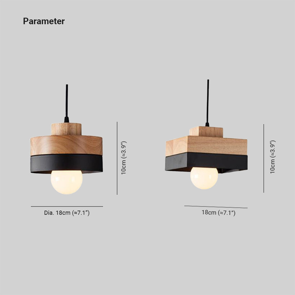 Suspension géométrique en bois Aria — design minimaliste noir et blanc