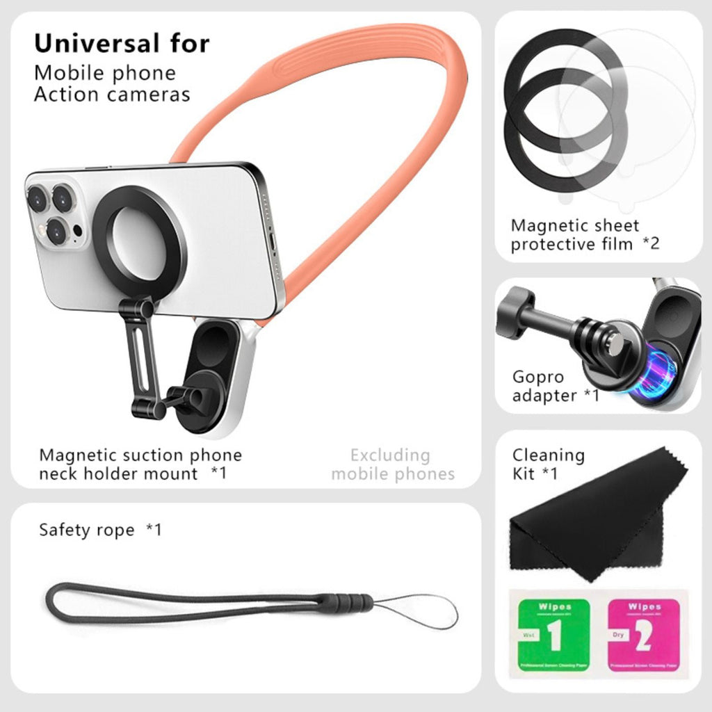 Support de téléphone magnétique POV et fixation pour cou
