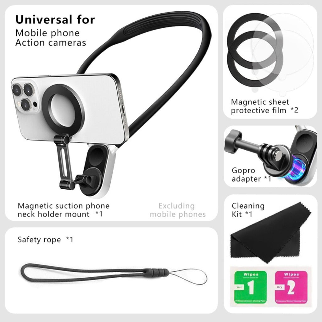Support de téléphone magnétique POV et fixation pour cou