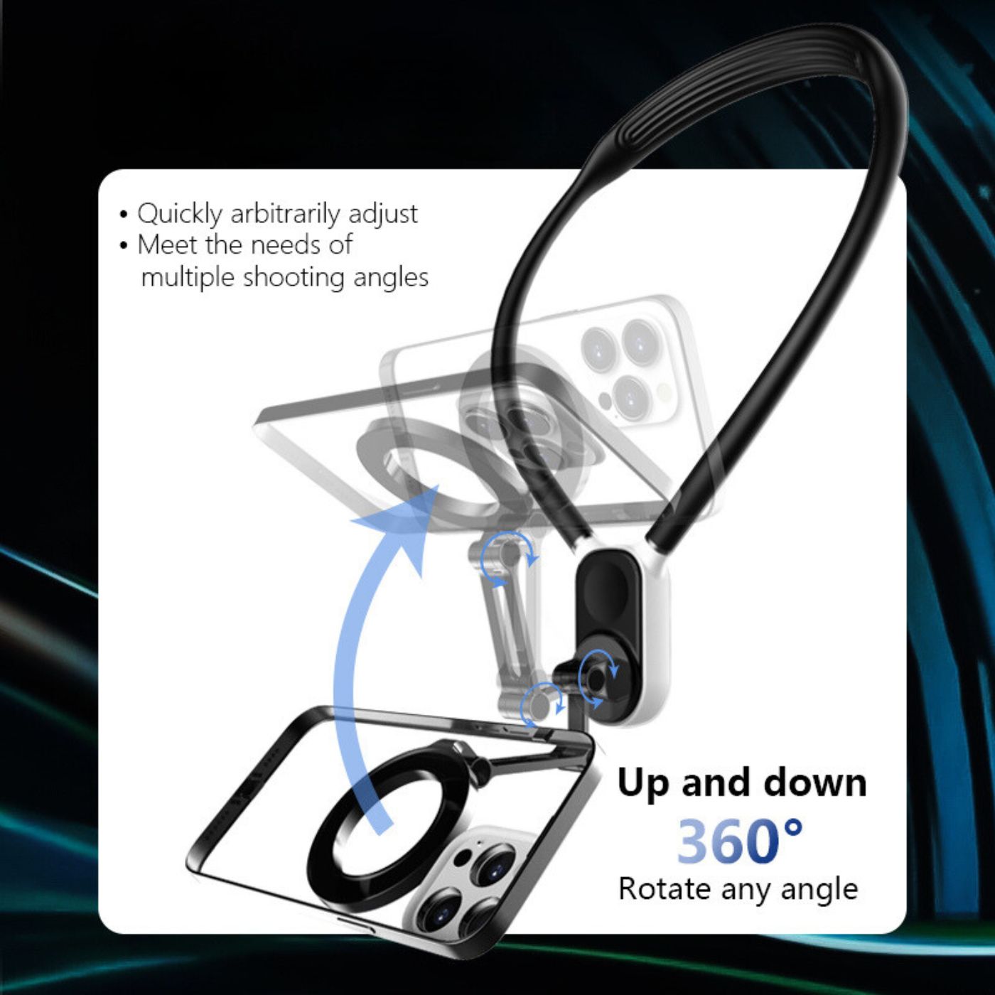 Support de téléphone magnétique POV et fixation pour cou