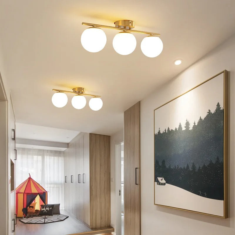 Luminária de Teto de Vidro LED Nórdica – Esfera Branca Elegante para Qualquer Espaço