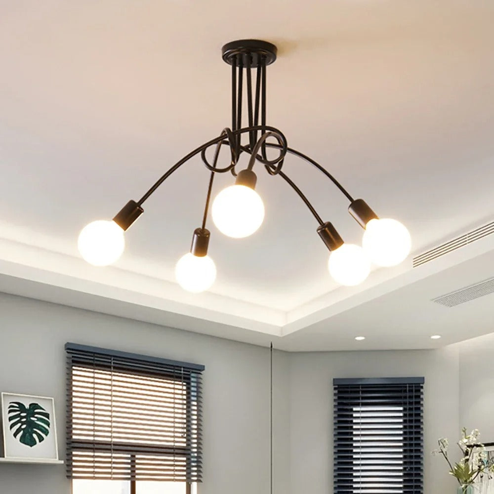 American Vintage kroonluchter - smeedijzeren LED hanglamp
