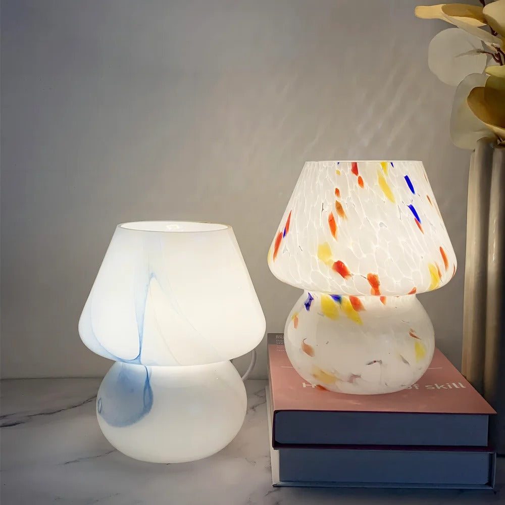 Glazen Paddestoel Lamp - Vintage LED Verlichting voor Slaapkamer en Woondecoratie