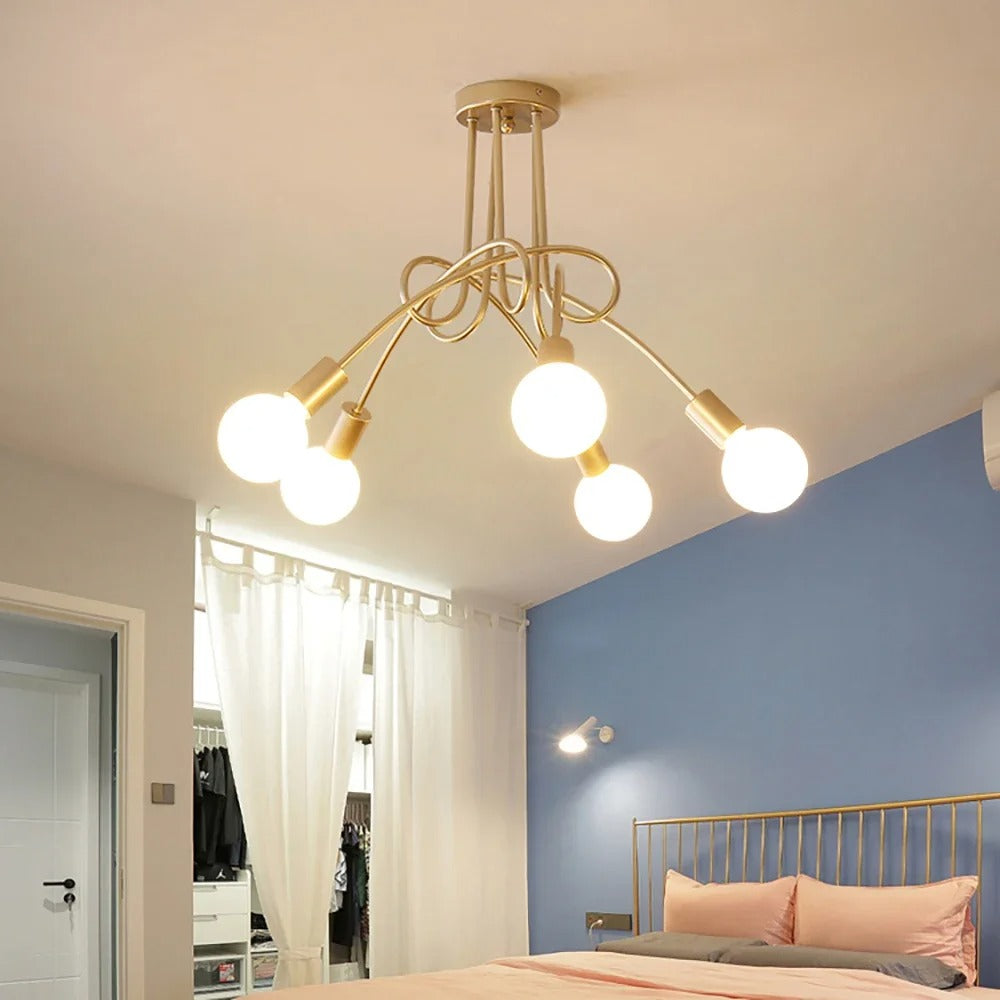 American Vintage kroonluchter - smeedijzeren LED hanglamp