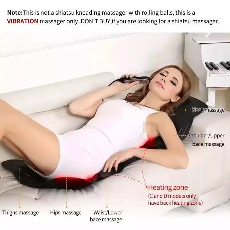 Cojín masajeador eléctrico para la espalda CalmWave, con calor y vibraciones suaves, para uso doméstico
