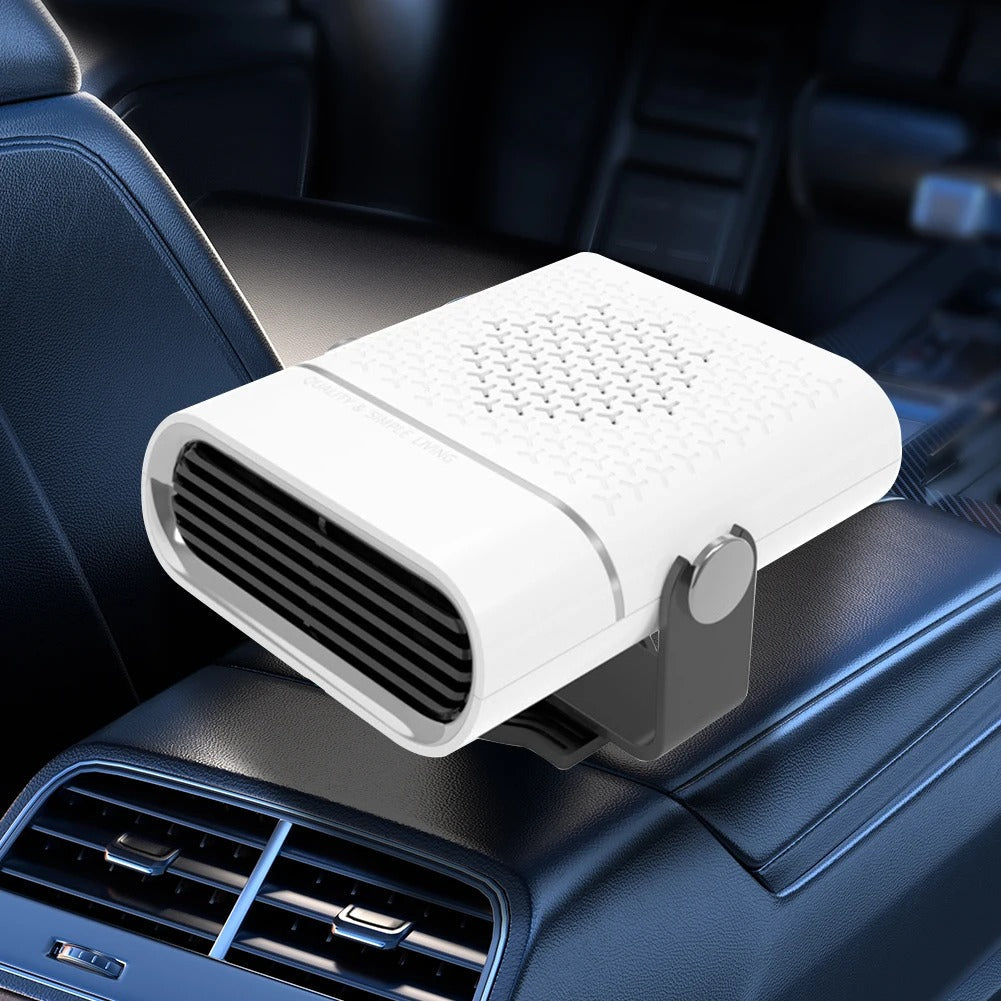 Car Fan - 4-in-1 Heating & Cooling - 12V/24V - 360 Degree Rotation - White & Black