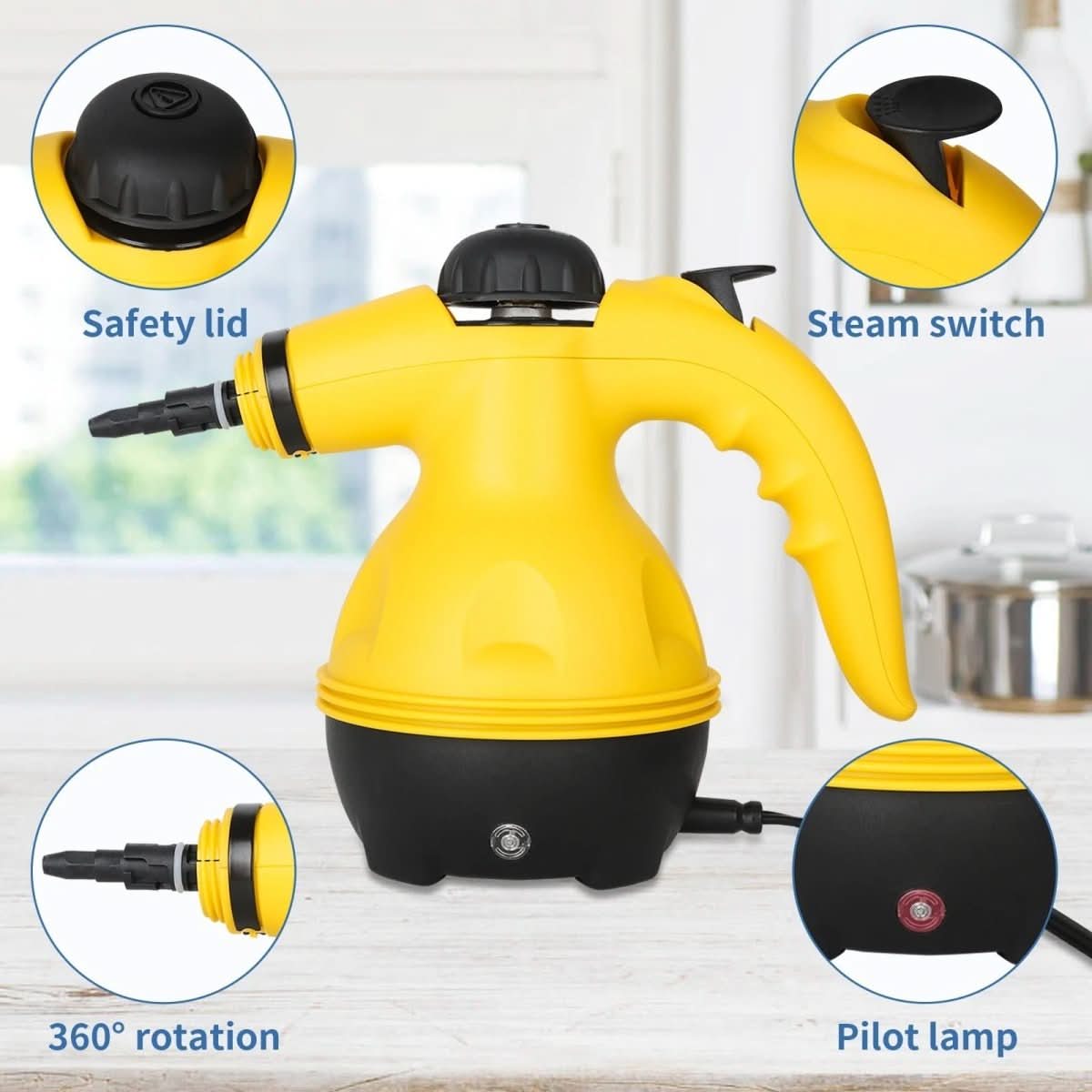 No Chemicals All In One Steam Cleaner With 8 Attachments For Home Clothes And Windows