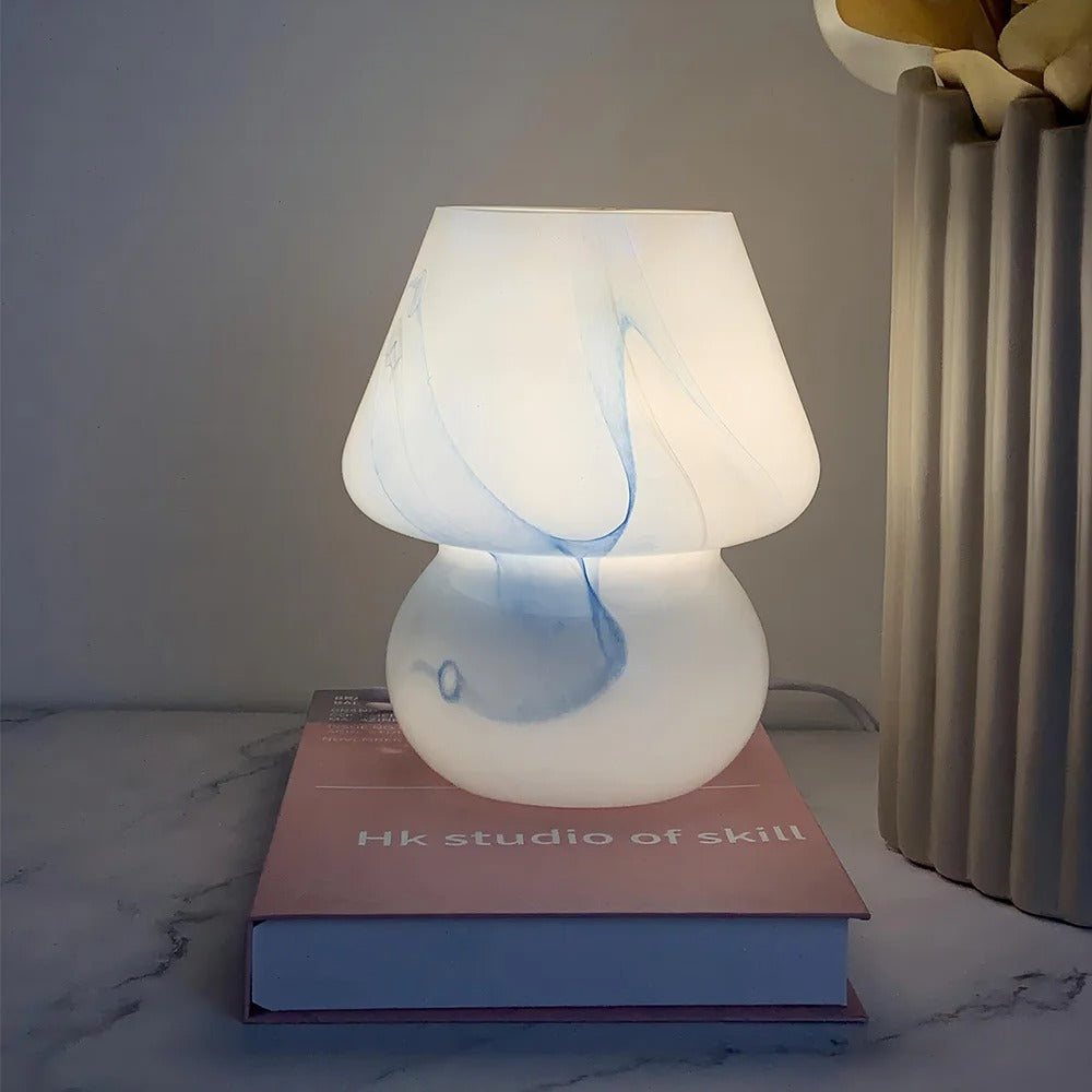 Glazen Paddestoel Lamp - Vintage LED Verlichting voor Slaapkamer en Woondecoratie