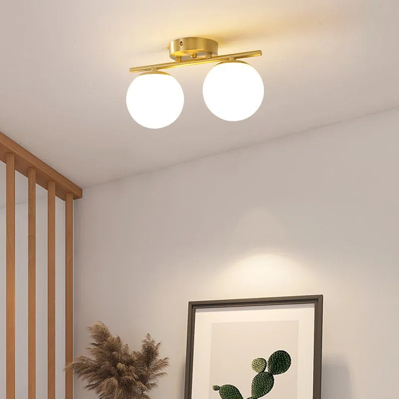 Luminária de Teto de Vidro LED Nórdica – Esfera Branca Elegante para Qualquer Espaço