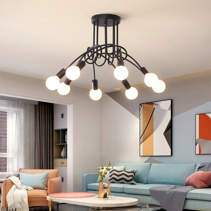 American Vintage kroonluchter - smeedijzeren LED hanglamp