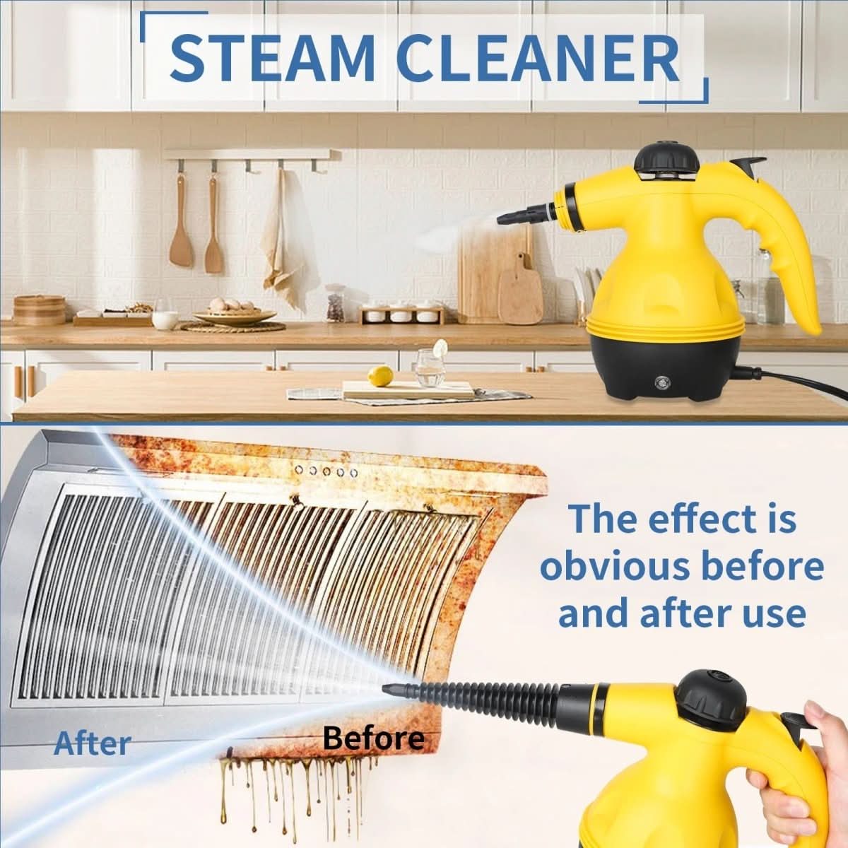 No Chemicals All In One Steam Cleaner With 8 Attachments For Home Clothes And Windows