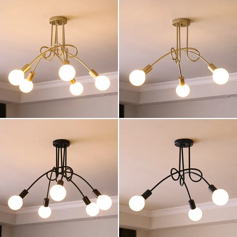 American Vintage kroonluchter - smeedijzeren LED hanglamp