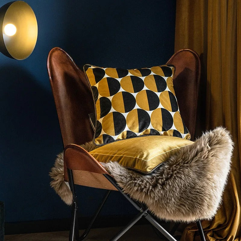 レトロゴールドクッションカバー – 高級ヨーロッパ風アートスタイル 蜂のプリント付き