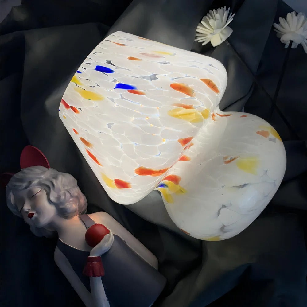 Lámpara de hongo de vidrio - Iluminación LED vintage para dormitorio y decoración del hogar