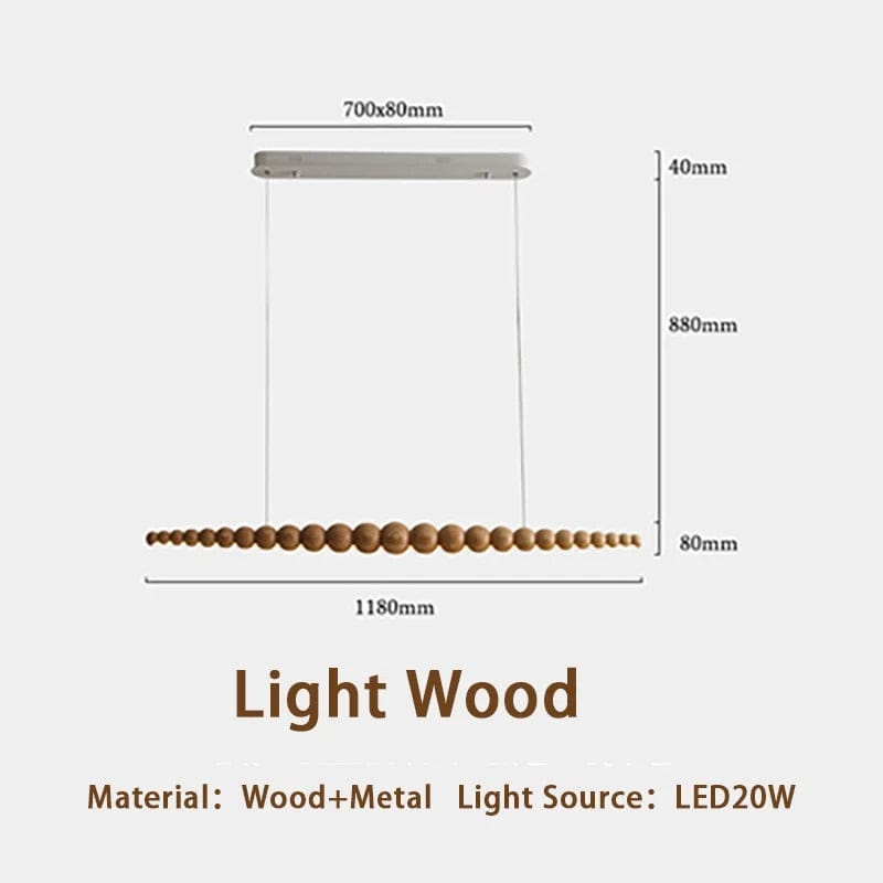 Lustre en perles de bois