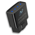 Black OBD-II cylinder deactivation disabler module with blue LEDs