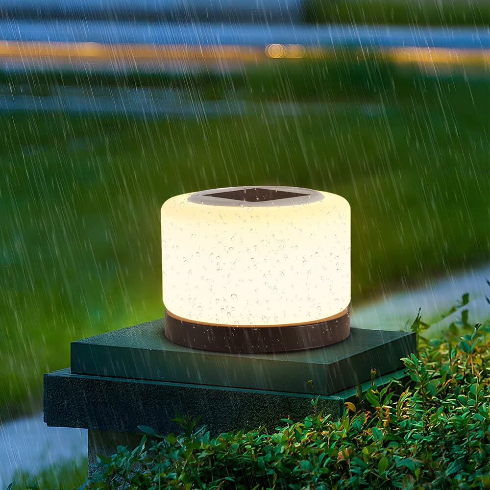 Modern Cylindrical Steel Outdoor Post & Pillar Light — Towern
