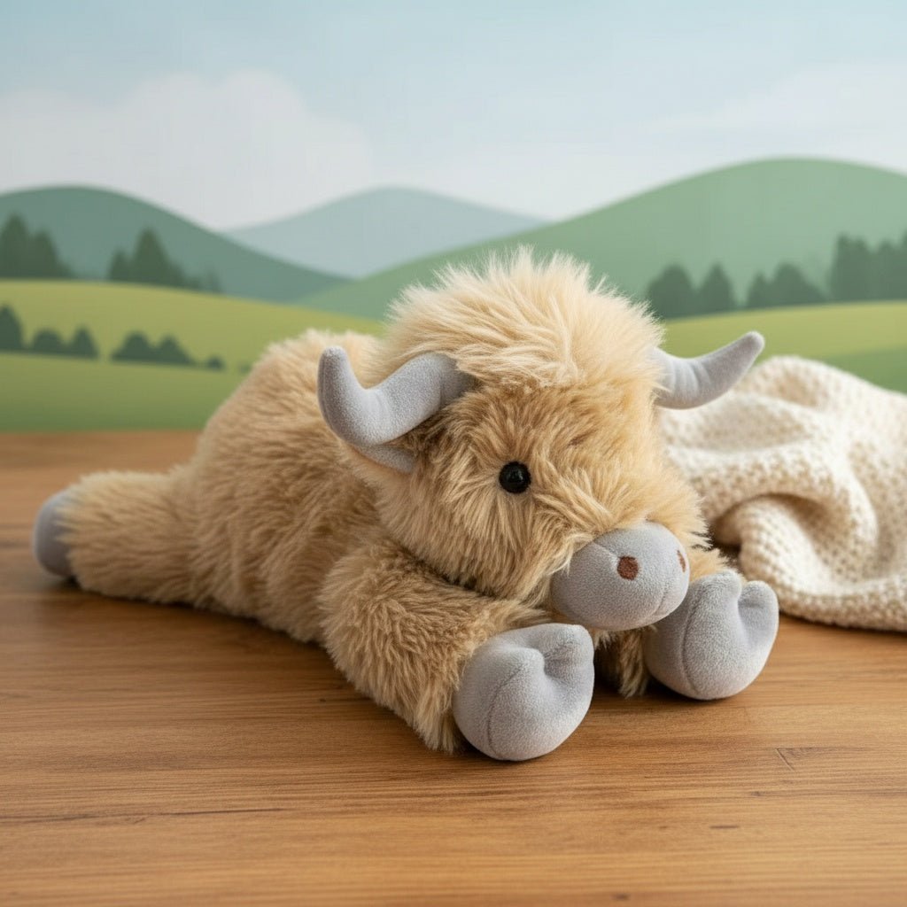 Peluche Mucca Highland di Cloverdale, Amico della Fattoria Amabile con Design Accogliente e Abbracciabile