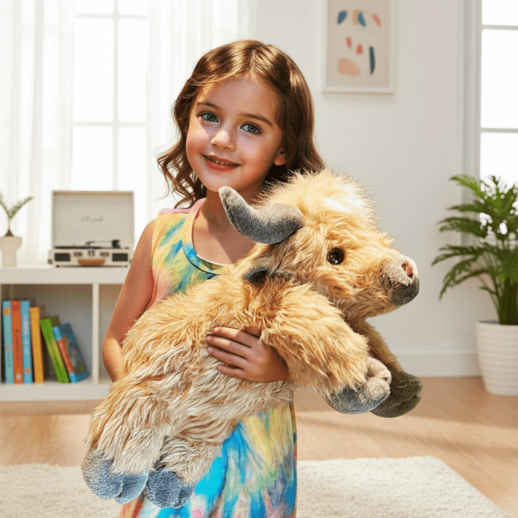 Peluche Mucca Highland di Cloverdale, Amico della Fattoria Amabile con Design Accogliente e Abbracciabile