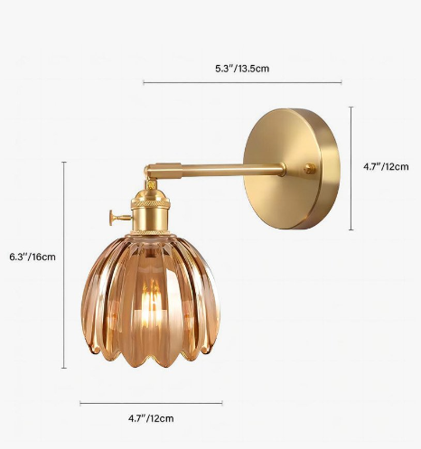 Retro – Nástěnná lampa Skleněný Tulipán s tlačítkem