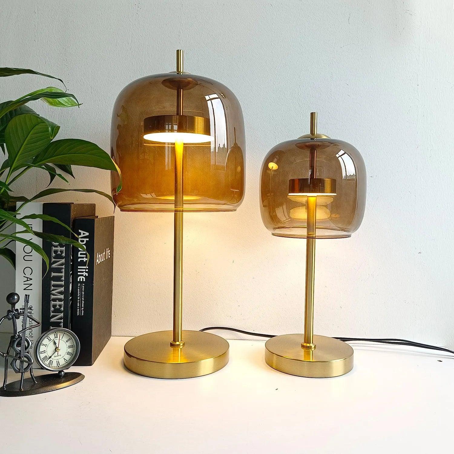 Nordik Şeffaf Cam Masa Lambası │ Modern LED Oturma ve Yatak Odası Dekor Aydınlatma Masa Lambası