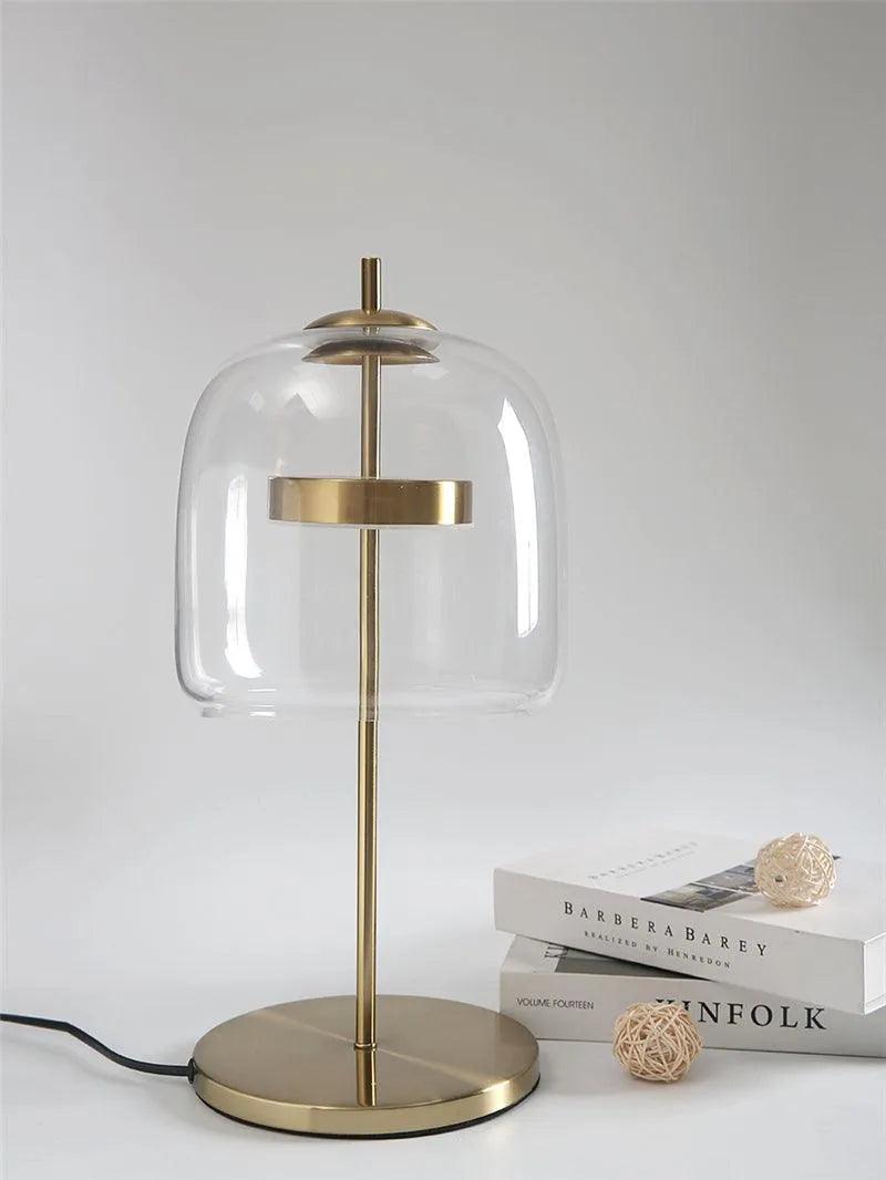 Nordik Şeffaf Cam Masa Lambası │ Modern LED Oturma ve Yatak Odası Dekor Aydınlatma Masa Lambası