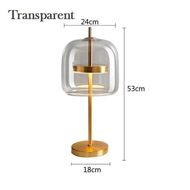 Nordik Şeffaf Cam Masa Lambası │ Modern LED Oturma ve Yatak Odası Dekor Aydınlatma Masa Lambası