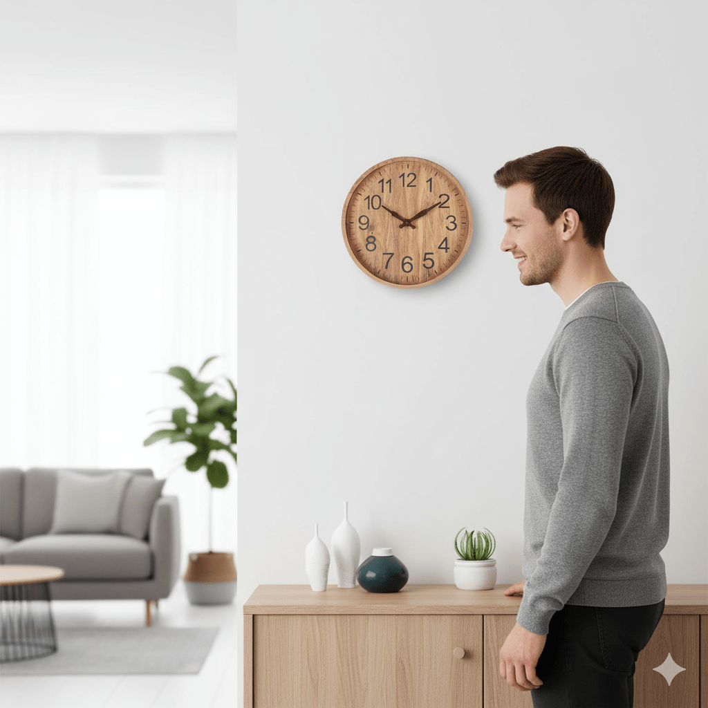 Holzuhr mit leisem, minimalistischem Design für Liebhaber einer ruhigen Wohnatmosphäre
