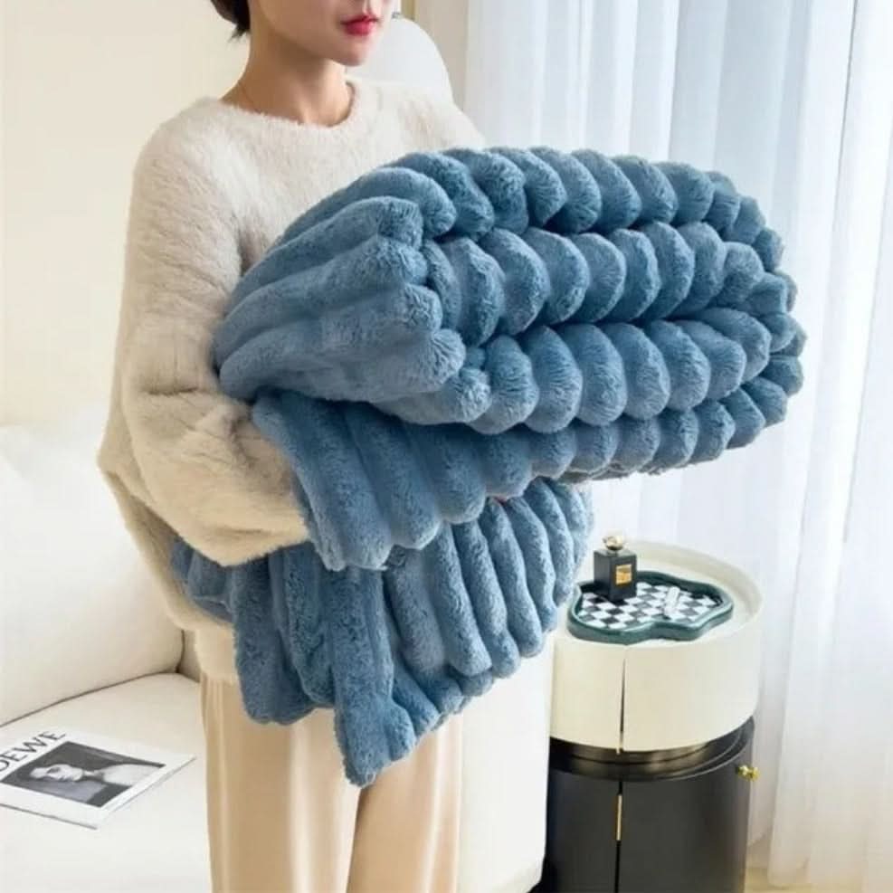 NimbusNest Cosy Blanket Ultra Soft Ribbed Texture For Relaxing Home Nights