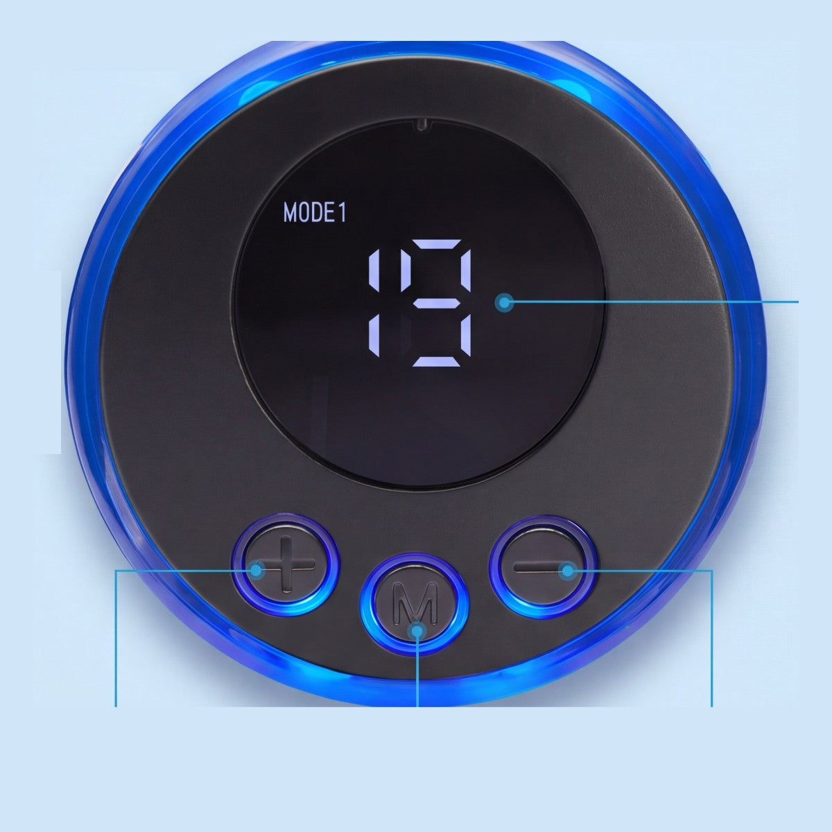 EMS control unit with digital display and three control buttons