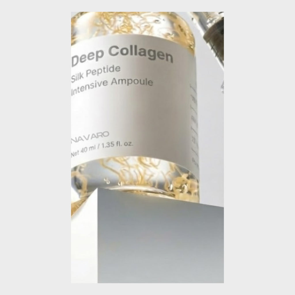 Deep Collagen ampoule bottle with gold silk peptide threads