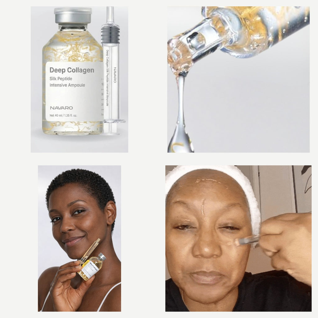 Collagen ampoule bottle, dropper, holding and applying the serum