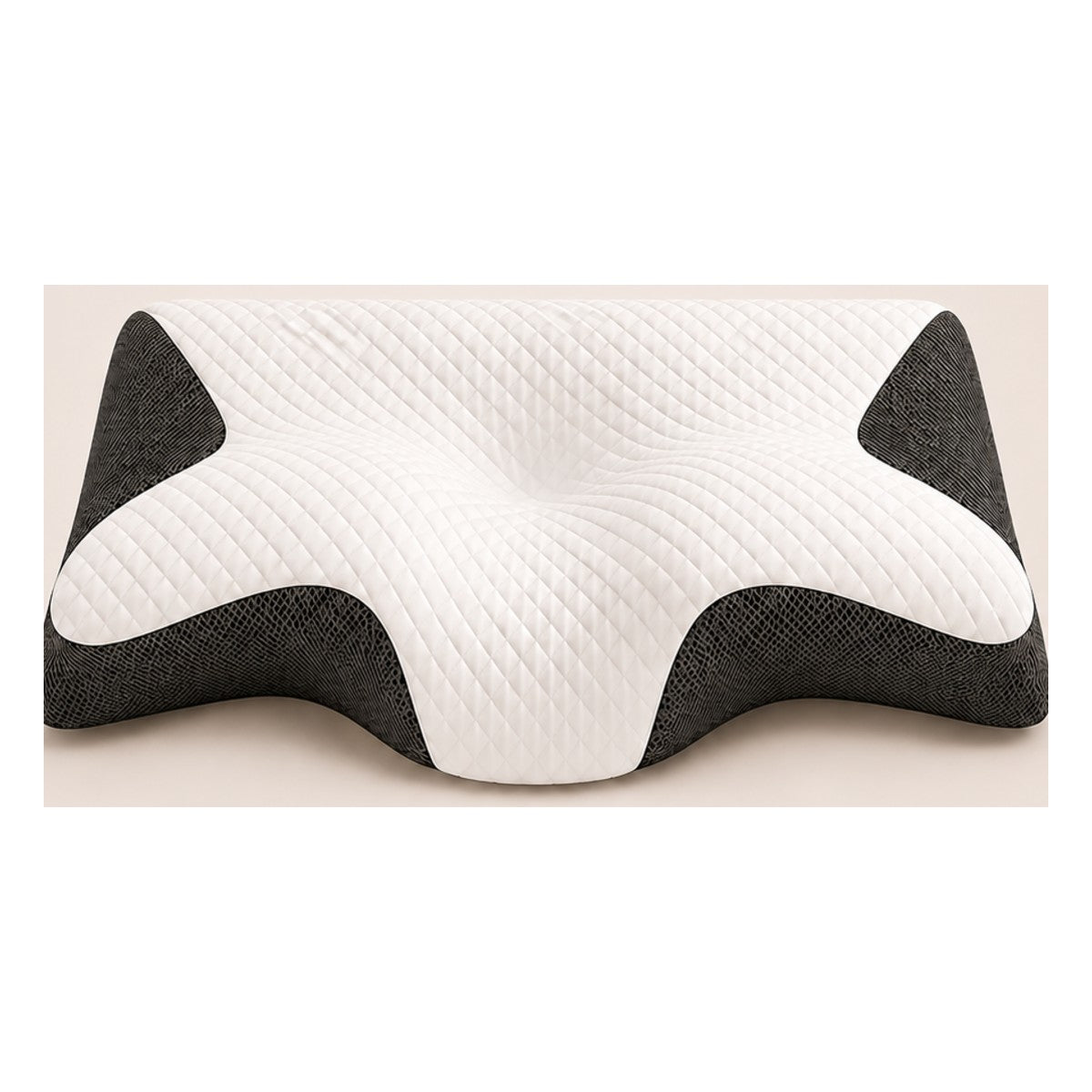 Front view of the ergonomic memory foam pillow showing the neck contour