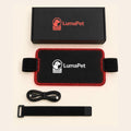 Red light therapy leg wrap for dogs with box, charging cable and strap