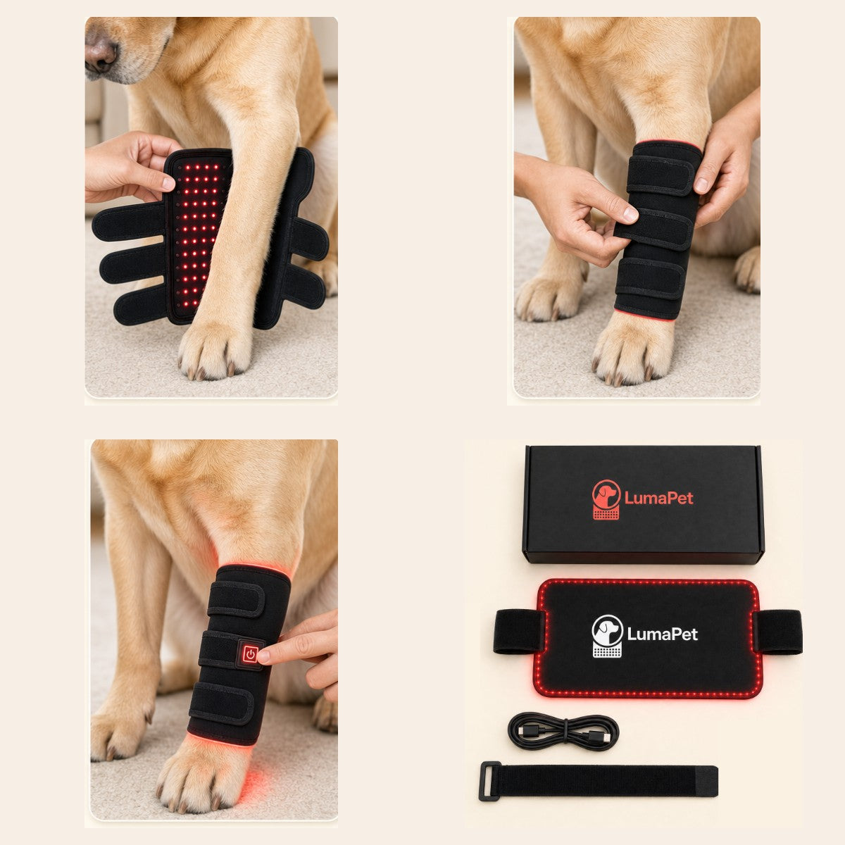 Wrapping, strapping and pressing the dog leg wrap in place
