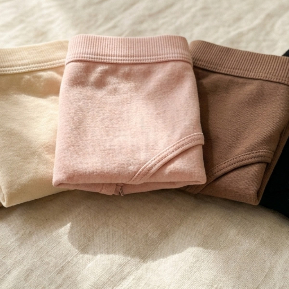 Close-up of soft absorbent leakproof briefs in nude tones