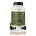 Black seed oil softgels bottle with black cumin seeds and softgels