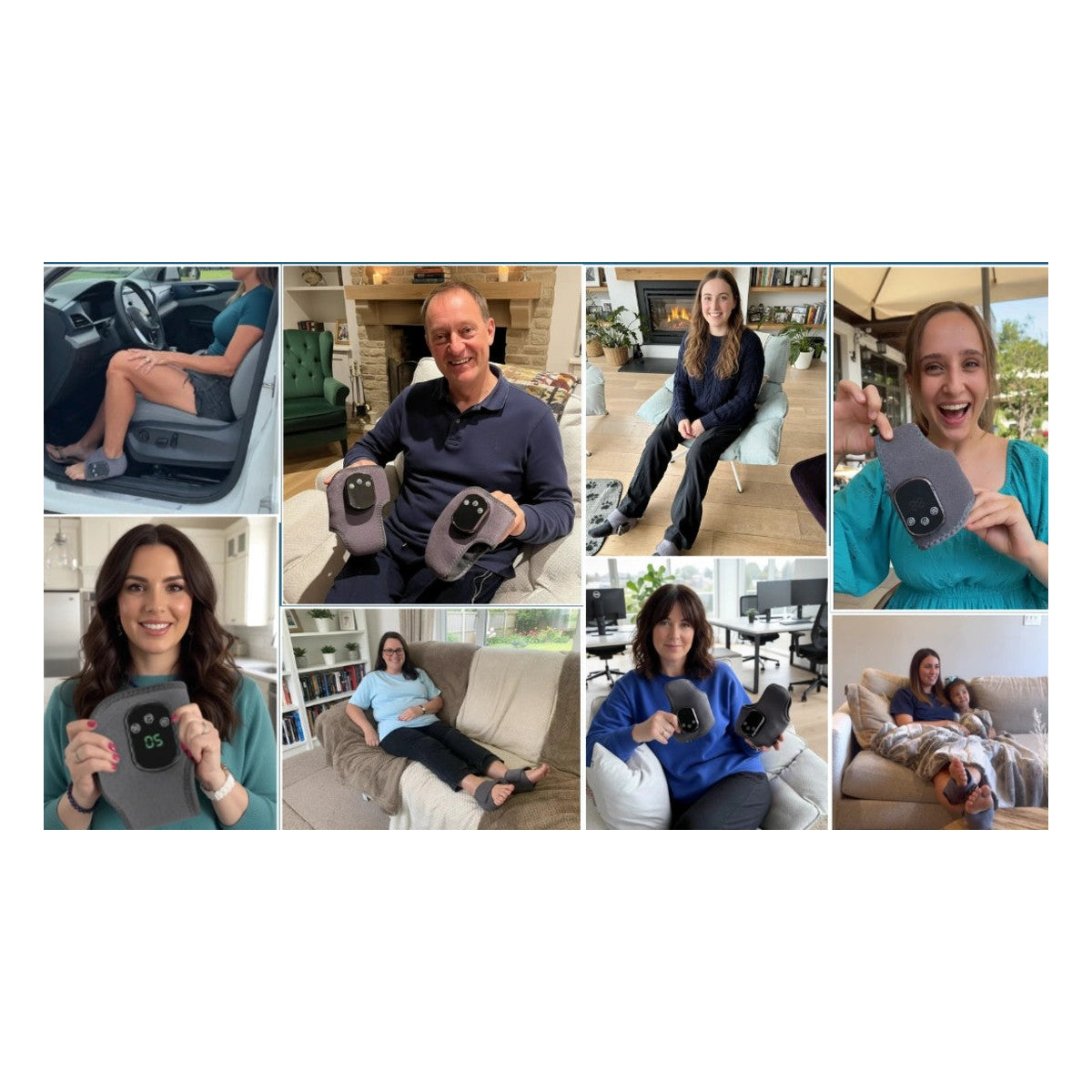 Customers using the ankle massager at home