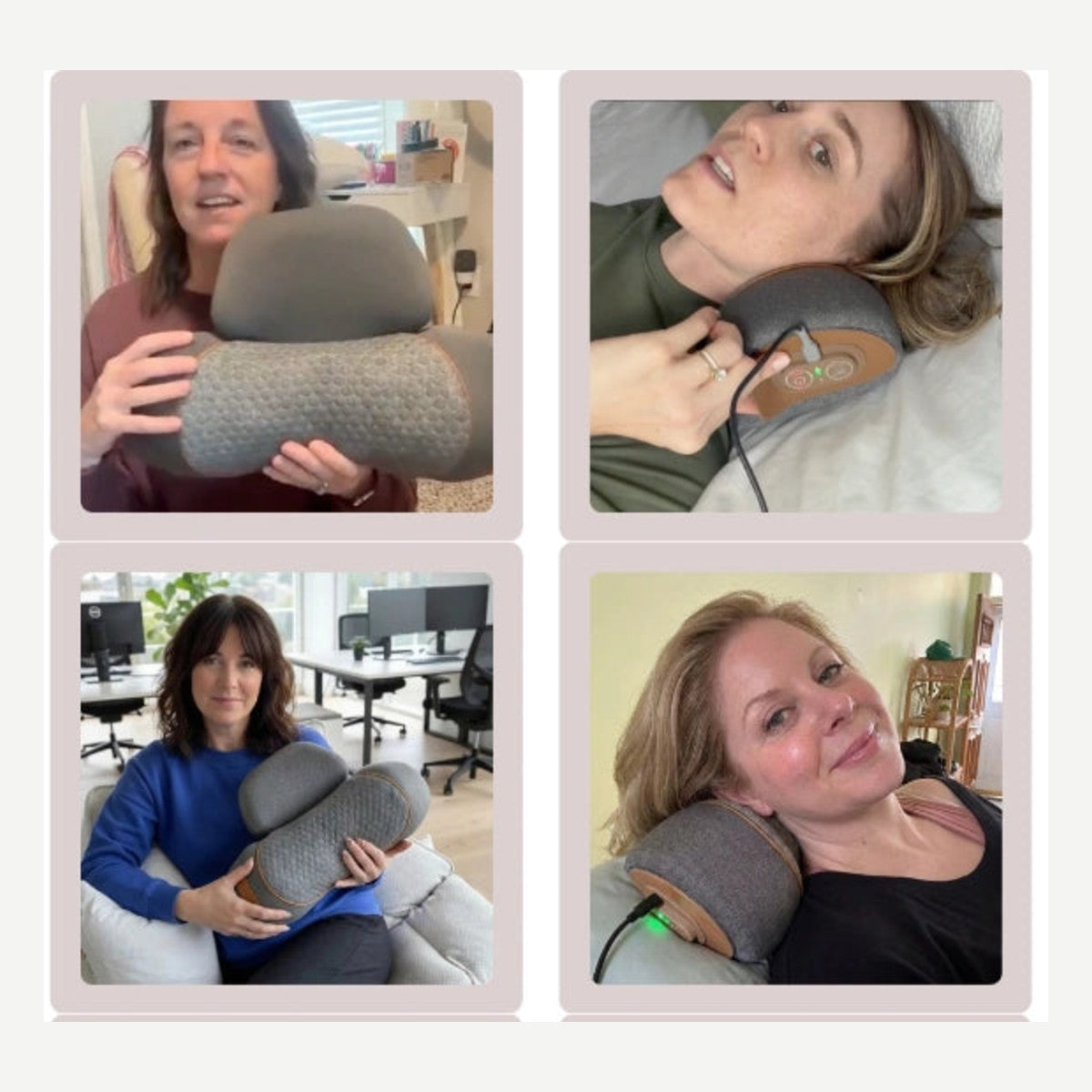 Customers using the neck stretcher pillow at home
