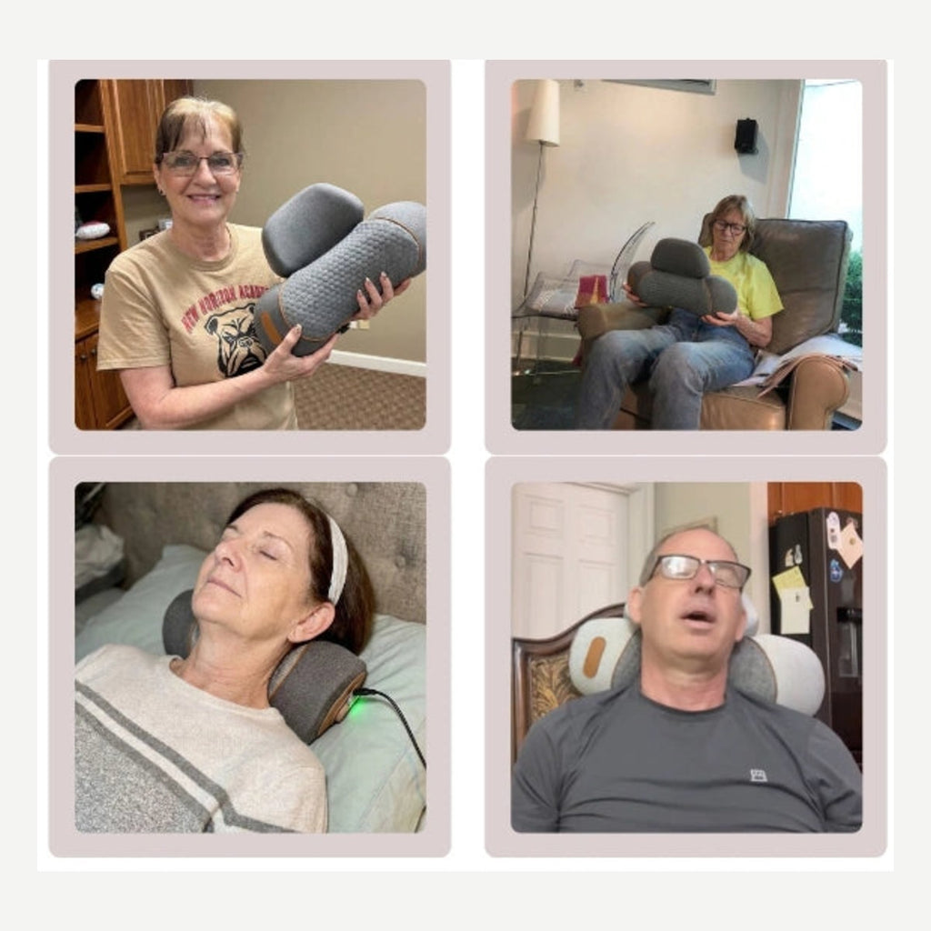 Neck stretcher pillow used on the sofa and in bed