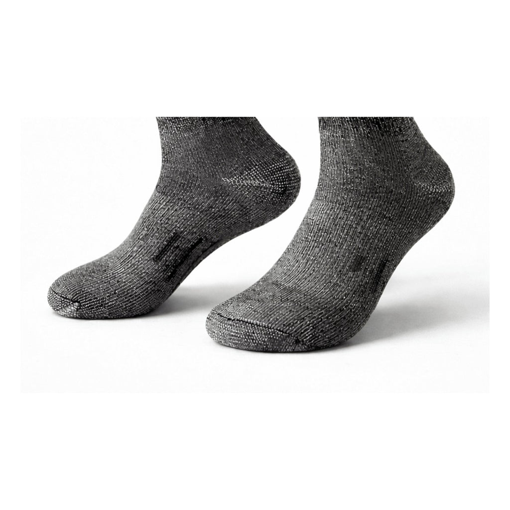 Close-up of the reinforced heel and toe of the merino wool socks