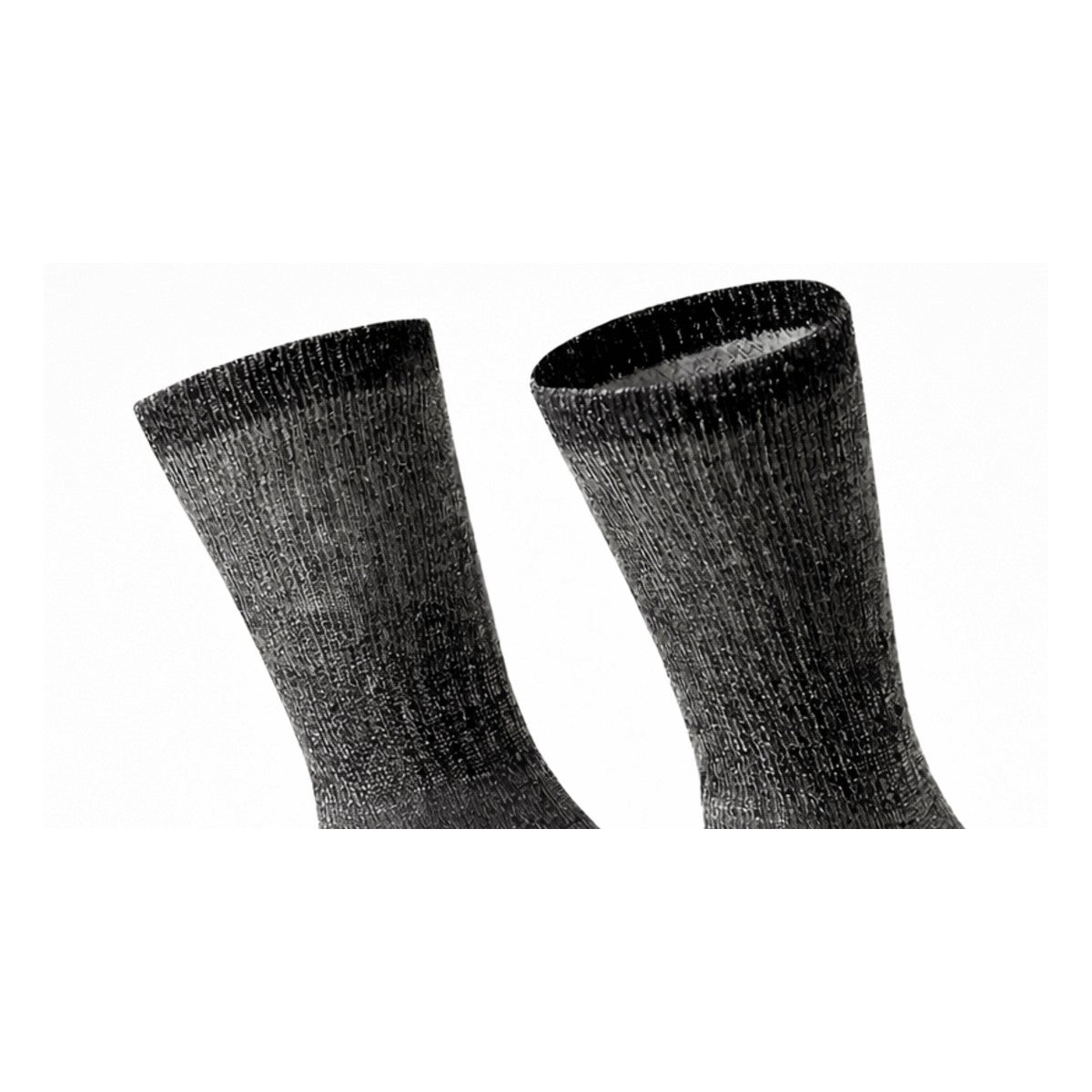 Close-up of the ribbed cuff and merino knit of the socks