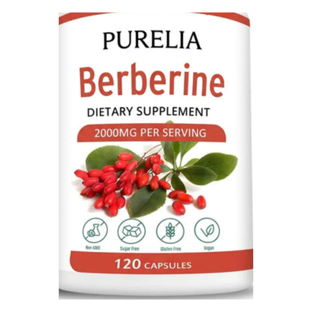Purelia Berberine 2000mg capsules bottle, front label