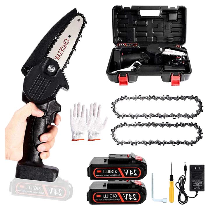 منشار سلسلة صغير مطور 24 فولت (بطاريتان)