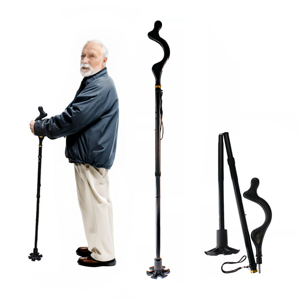 Állítható sétabot ergonomikus fogantyúval és stabilitást biztosító végződéssel