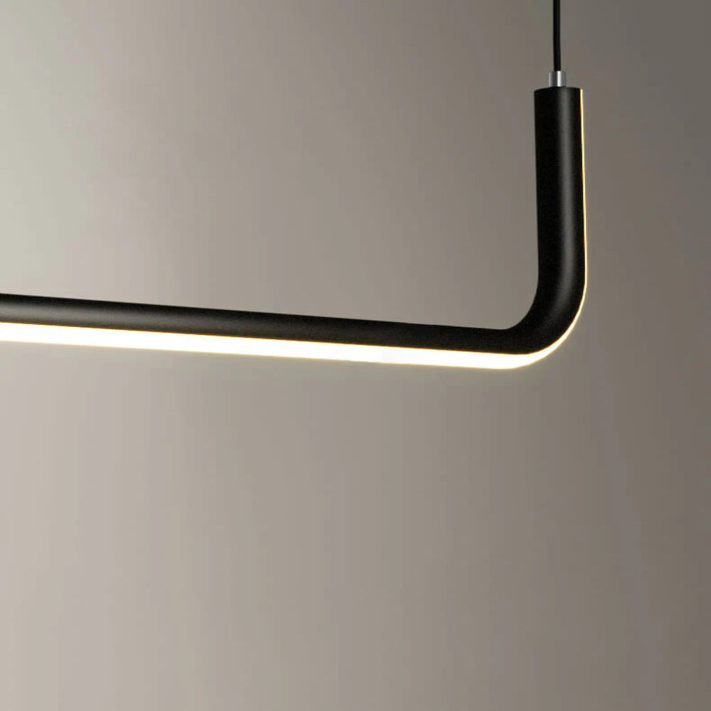 Lampada a sospensione lineare moderna Clen a doppia struttura - Lampada da soffitto nera e dorata