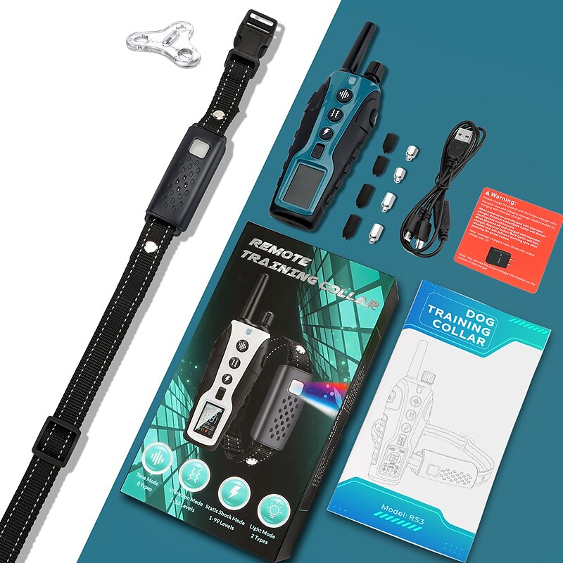 2000 méteres hatótávolságú fejlett távirányítós kutyakiképző nyakörv